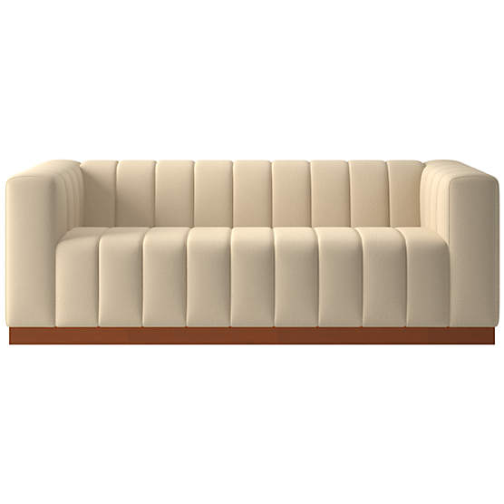 Forte 81" Curious Mink Sofa with Walnut Base
