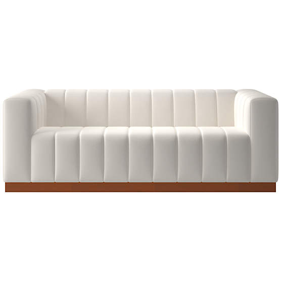 Forte 81" Coverlet Snow Sofa with Walnut Base