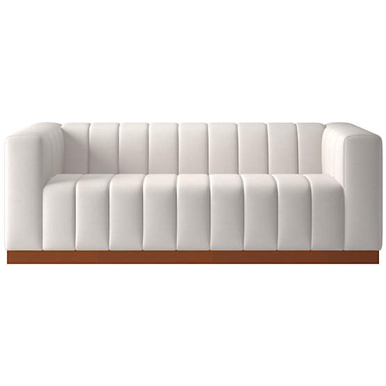 Forte 81" Nomad Pebble Sofa with Walnut Basee