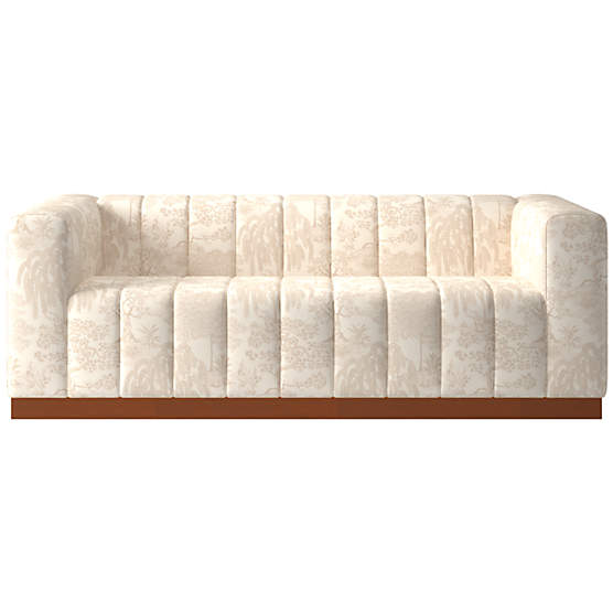 Forte 81" Willow Natural Sofa with Walnut Base