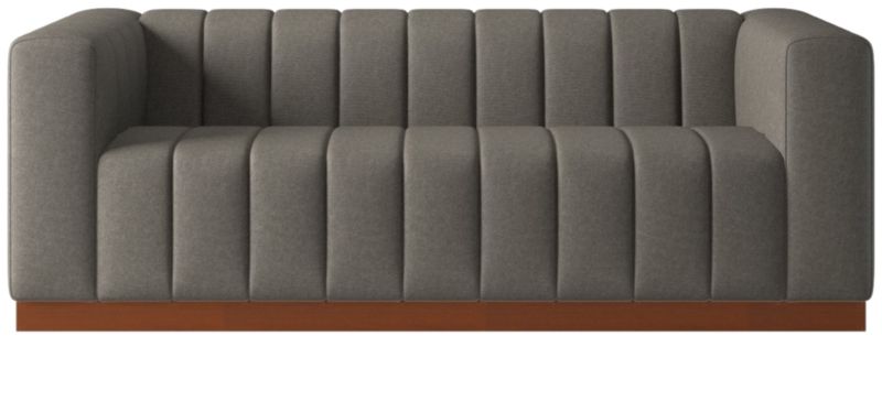 Forte 81" Channeled Sofa with Walnut Base Angel Pewter - image 0 of 9