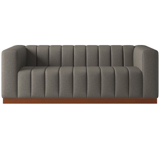 Forte 81" Channeled Sofa with Walnut Base Angel Pewter