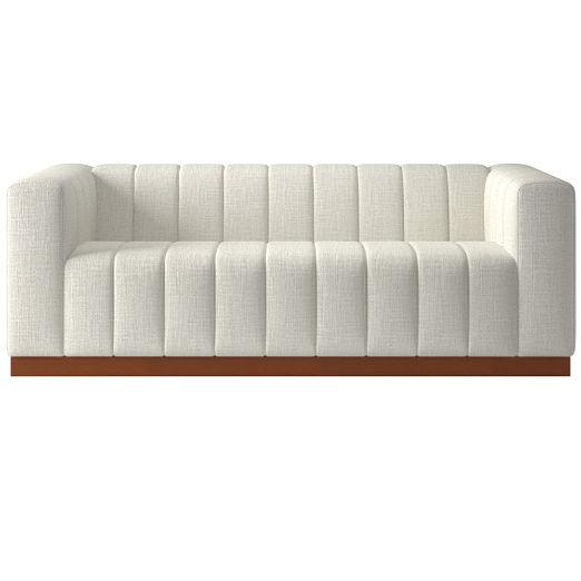 Forte 81" Channeled Sofa with Walnut Base Lindy Snow