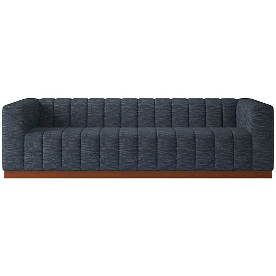 Forte 101" Extra-Large Channeled Sofa with Walnut Base Curious Eclipse