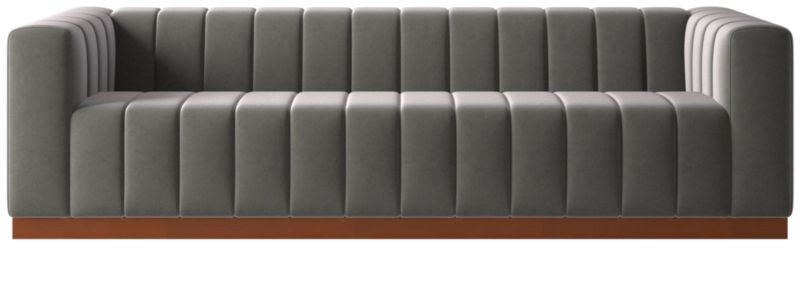 Forte 101" Extra-Large Channeled Sofa with Walnut Base Luca Storm - image 0 of 7