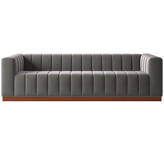 Forte 101" Extra-Large Channeled Sofa with Walnut Base Luca Storm