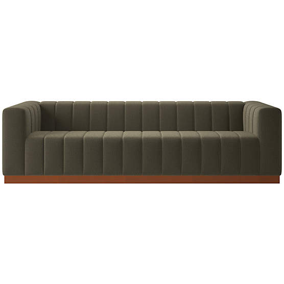 Forte 101" Coverlet Otter Sofa with Walnut Base
