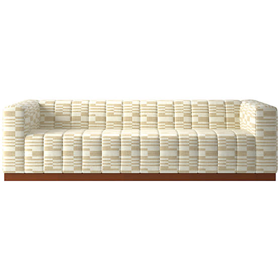 Forte 101" Extra-Large Channeled Sofa with Walnut Base Piano Cloud
