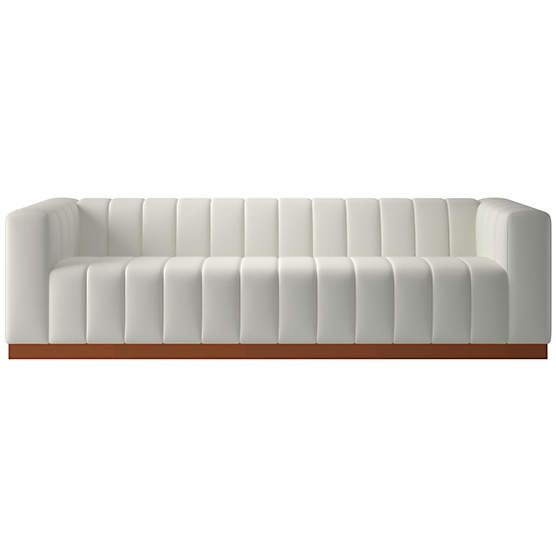 Forte 101" Colourwash Snow Sofa with Walnut Base