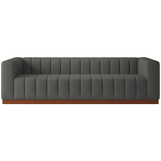 Forte 101" Extra-Large Channeled Sofa with Walnut Base Taylor Charcoal