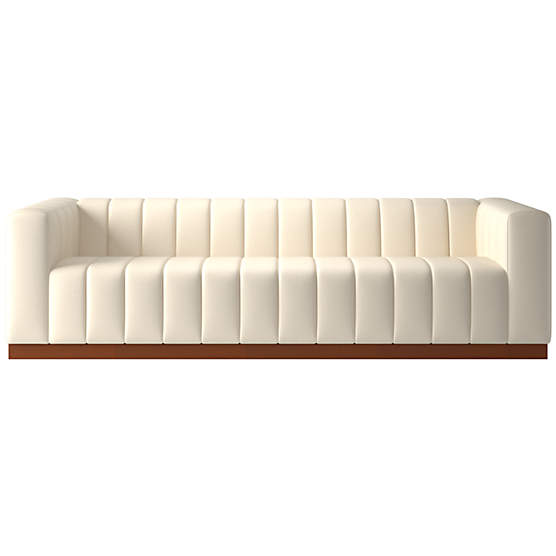 Forte 101" Extra-Large Channeled Sofa with Walnut Base Kanvas Sand
