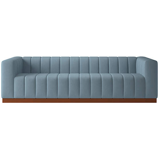 Forte 101" Lisbon Wedgewood Sofa with Walnut Base
