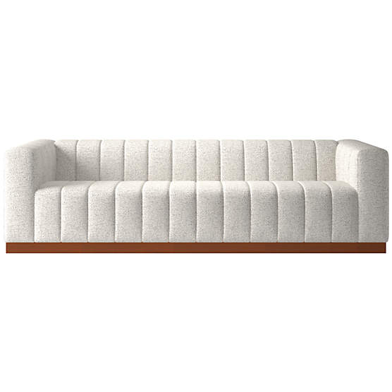 Forte 101" Illecebrous Sandstone Sofa with Walnut Base