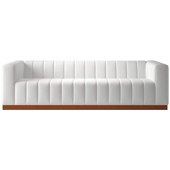 Forte 101" Nomad Marshmallow Sofa with Walnut Base
