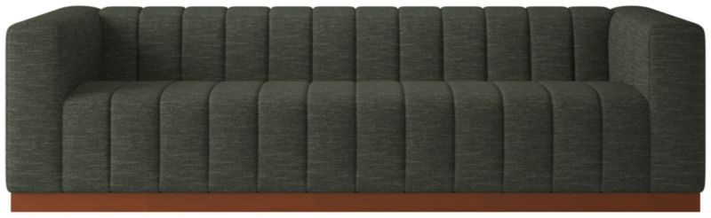 Forte 101" Extra-Large Channeled Sofa with Walnut Base Curious Evergreen - image 0 of 7