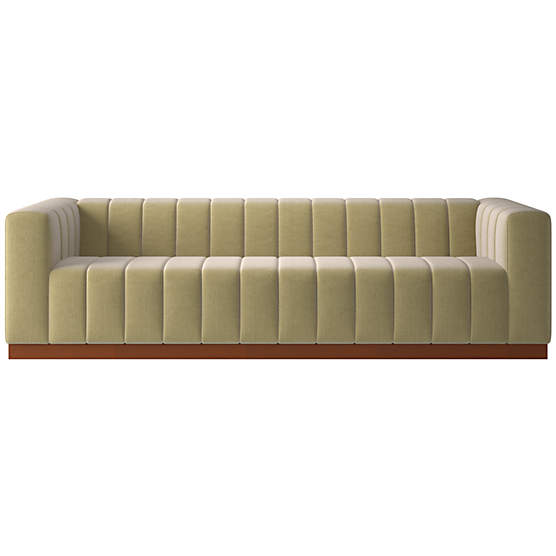 Forte 101" Extra-Large Channeled Sofa with Walnut Base Luca Camel