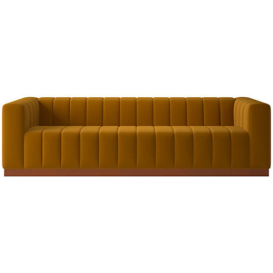 Forte 101" Luca Turmeric Sofa with Walnut Base