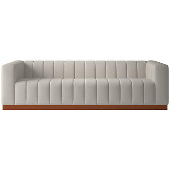 Forte 101" Nomad Stone Sofa with Walnut Base