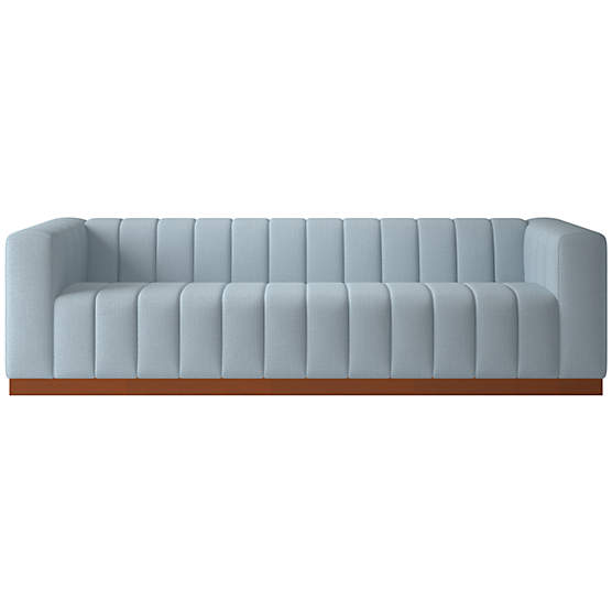 Forte 101" Nomad Chambray Sofa with Walnut Base