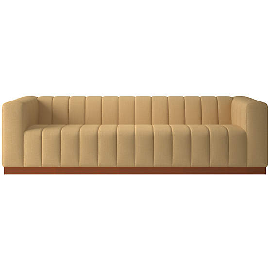 Forte 101" Nomad Caramel Sofa with Walnut Base