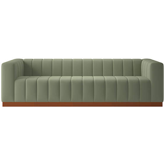 Forte 101" Luca Sage Sofa with Walnut Base