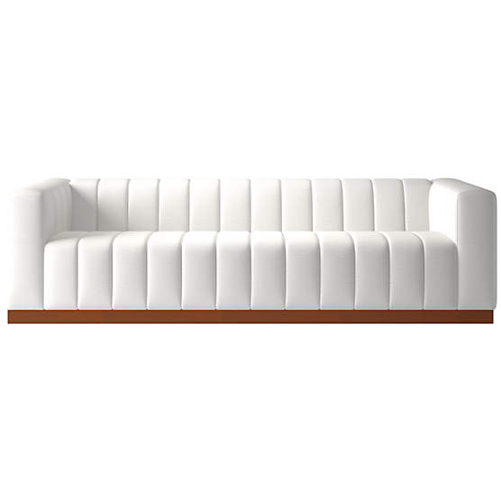 Forte 101" Curious Dove Sofa with Walnut Base