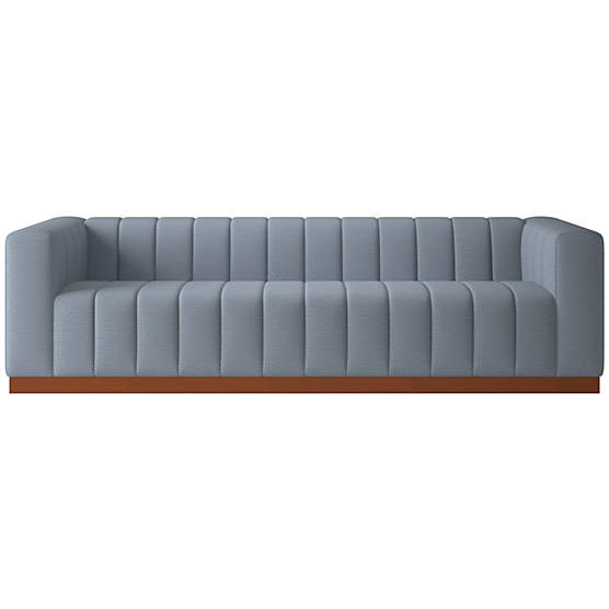 Forte 101" Curious Ocean Sofa with Walnut Base