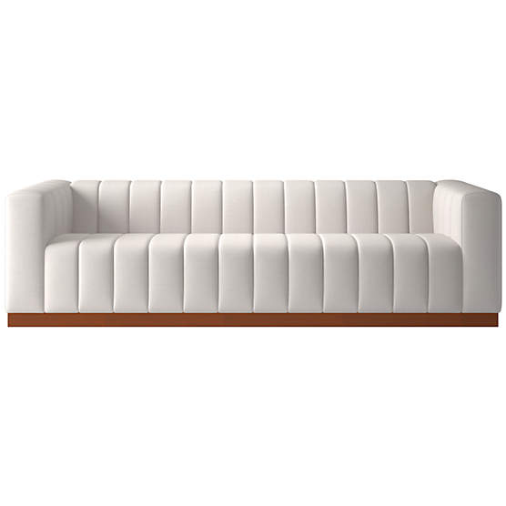 Forte 101" Nomad Pebble Sofa with Walnut Base