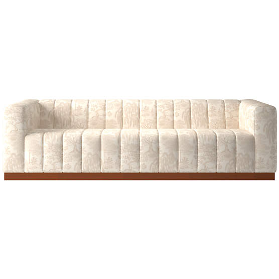 Forte 101" Willow Natural Sofa with Walnut Base