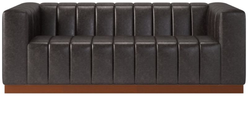 Forte Channeled Leather Sofa with Walnut Base Bello Black - image 0 of 9