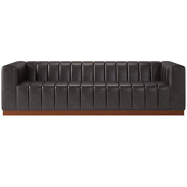 Cb2 forte channeled store saddle leather sofa