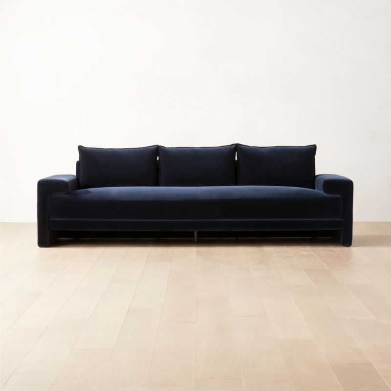 Camden Ink Blue Modern Velvet Sofa + Reviews CB2 Wishupon