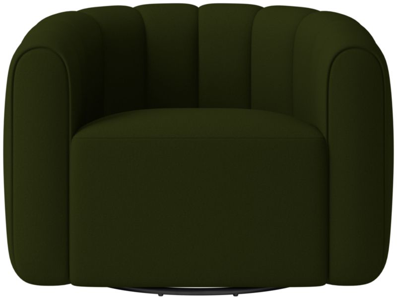 Fitz Modern Channeled Green Velvet Swivel Chair Reviews CB2