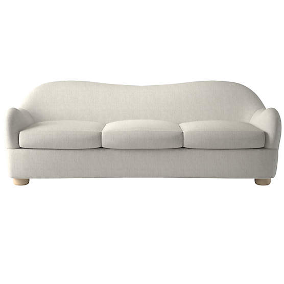 Bacio Nomad Snow Performance Fabric Sofa with Oak Legs by Ross Cassidy