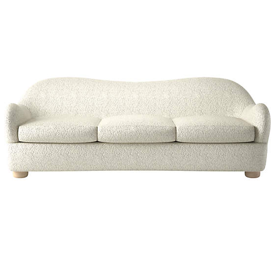 Bacio Bloce Grey Boucle Sofa with Oak Legs by Ross Cassidy