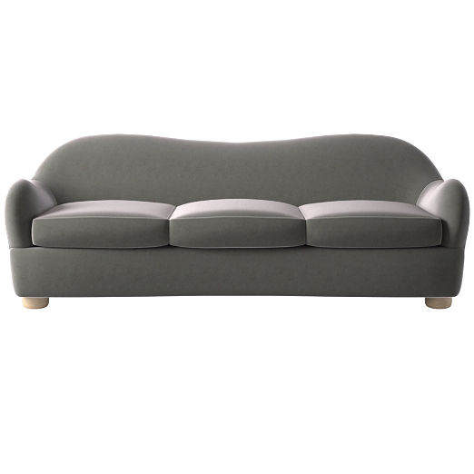 Bacio Luca Storm Velvet Sofa with Oak Legs by Ross Cassidy