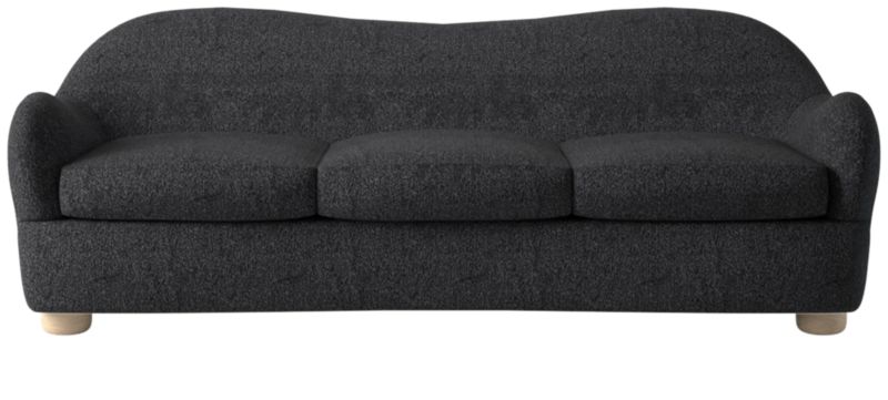 Bacio Bloce Noir Booucle Sofa with Oak Legs by Ross Cassidy - image 0 of 3