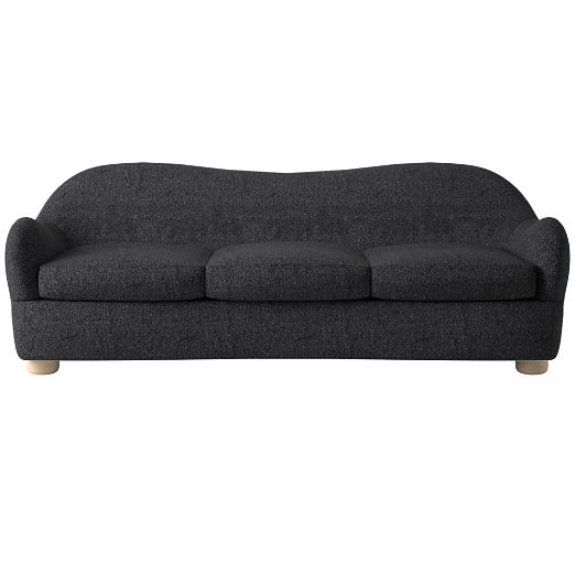 Bacio Bloce Noir Booucle Sofa with Oak Legs by Ross Cassidy