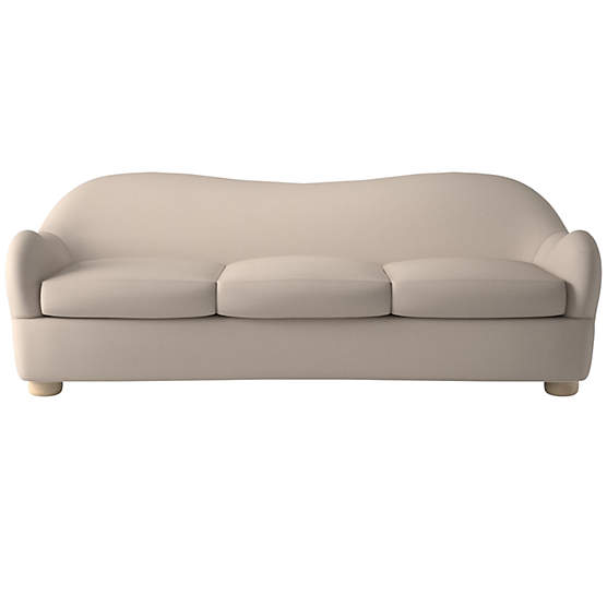 Bacio Luca Bone Velvet Sofa with Oak Legs by Ross Cassidy