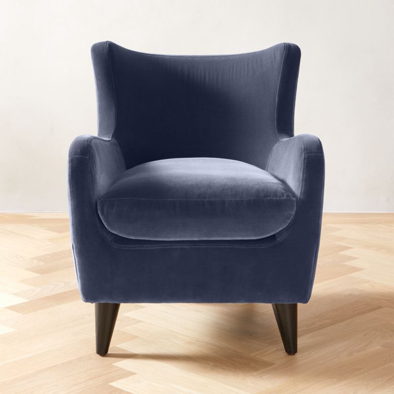 Amber Blue Velvet Chair + Reviews | CB2