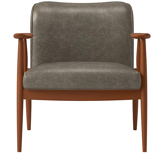 Troubadour Bello Grey Leather Wood Frame Chair