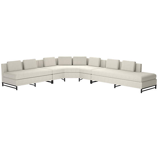 Metric Right Armless 3-Piece Sectional Sofa Nomad Snow by Paul McCobb