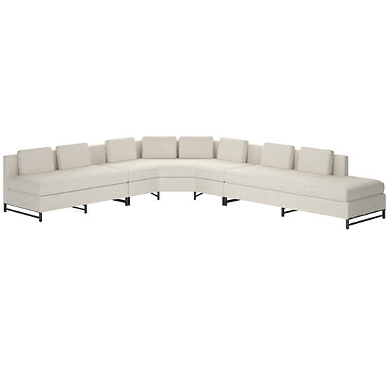 Metric Right Armless 3-Piece Sectional Sofa Bloce Grey by Paul McCobb