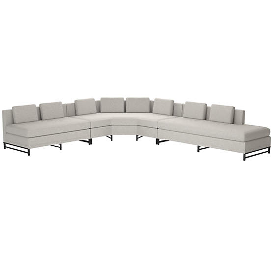 Metric Right Armless 3-Piece Sectional Sofa Hatch Platinum by Paul McCobb