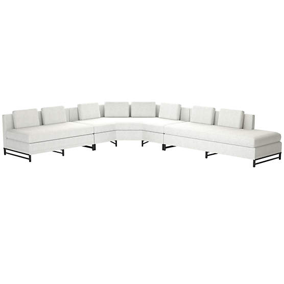 Metric Right Armless 3-Piece Sectional Sofa Elliot Dove by Paul McCobb