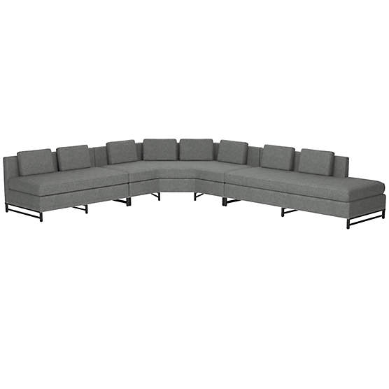 Metric Right Armless 3-Piece Sectional Sofa Hatch Charcoal by Paul McCobb