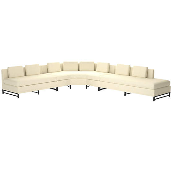 Metric Right Armless 3-Piece Sectional Sofa Bloce Cream by Paul McCobb