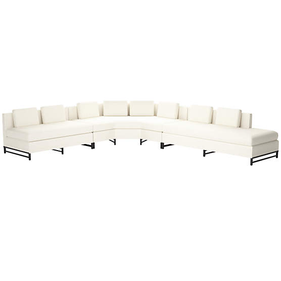 Metric Right Armless 3-Piece Sectional Sofa Wooly Sand by Paul McCobb