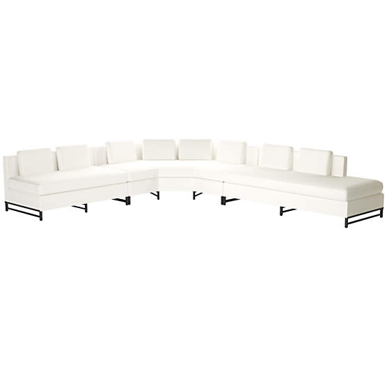 Metric Right Armless 3-Piece Sectional Sofa Dream Pina Colada by Paul McCobb