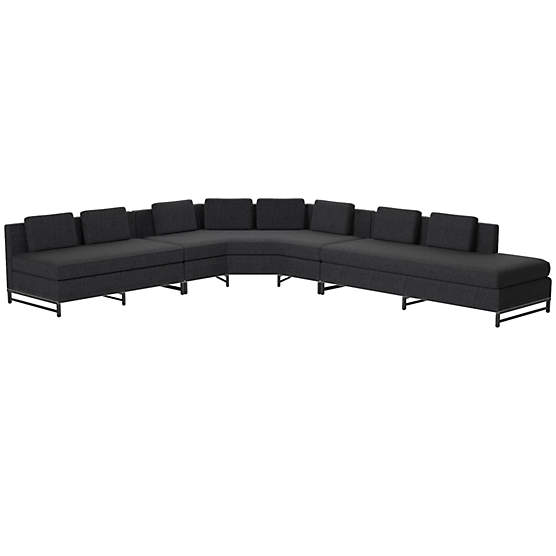 Metric Right Armless 3-Piece Sectional Sofa Bloce Noir by Paul McCobb